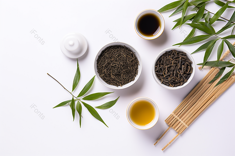 竹叶和瓷器茶水组合高清特性摄影图,高清,摄影图,摄影图片,图片大全,摄影图免费下载